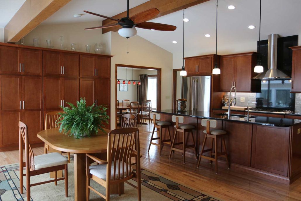 brown wood kitchen cabinets